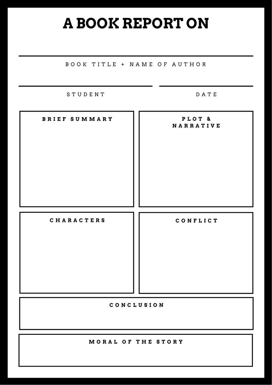 Black And White Minimalist Fiction Book Report – Templates By Canva In Nonfiction Book Report Template