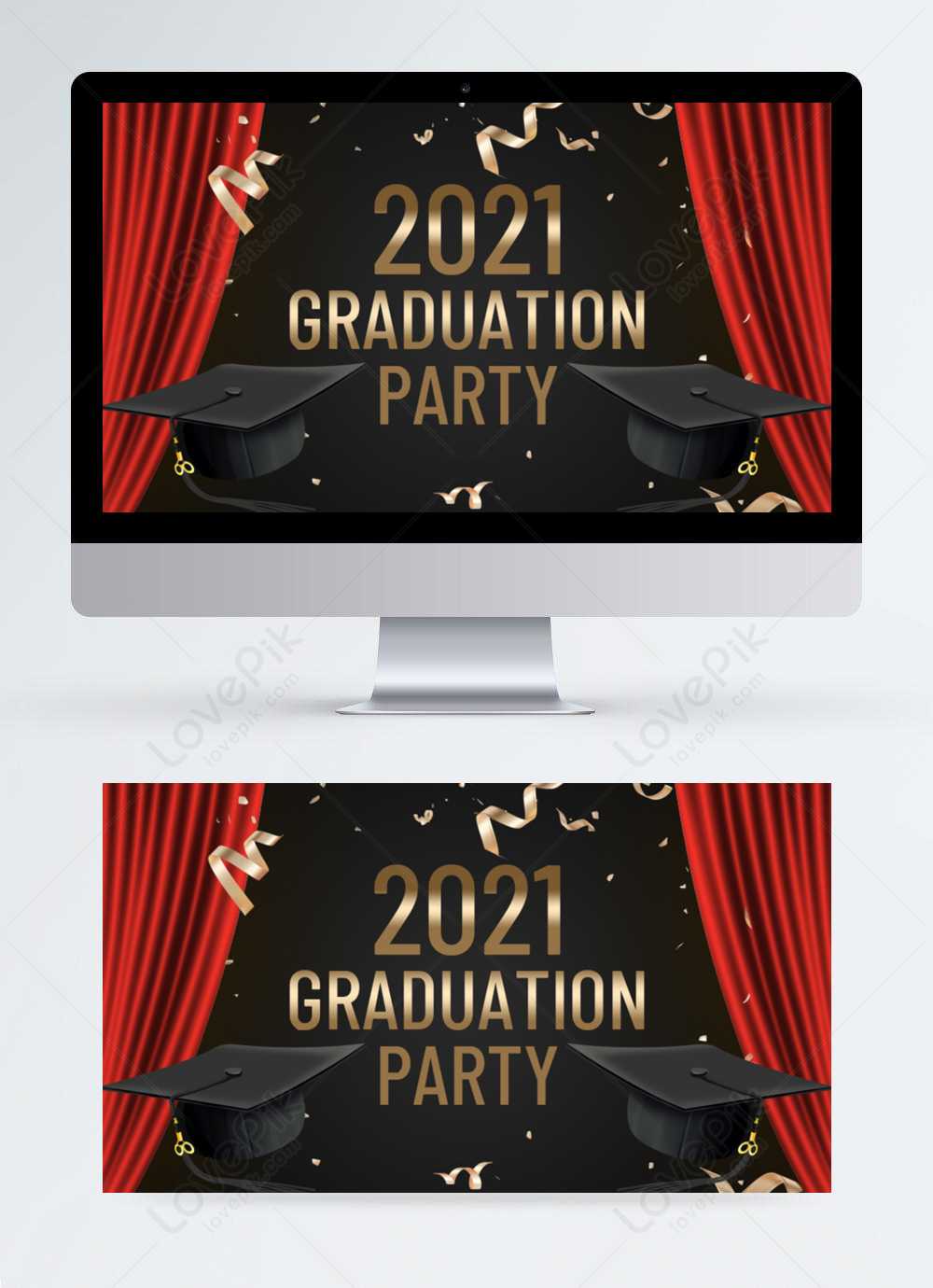 Black Bachelors Hat Graduation Promotion Banner Poster Template  Within Graduation Banner Template