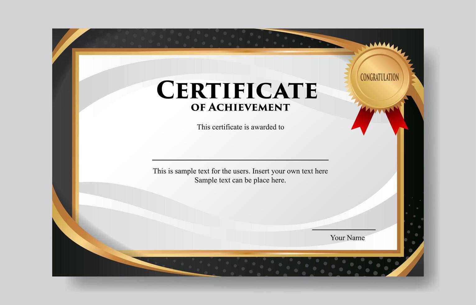 Black Gold Certificate Design Template 10 Vector Art at Vecteezy With Regard To Art Certificate Template Free