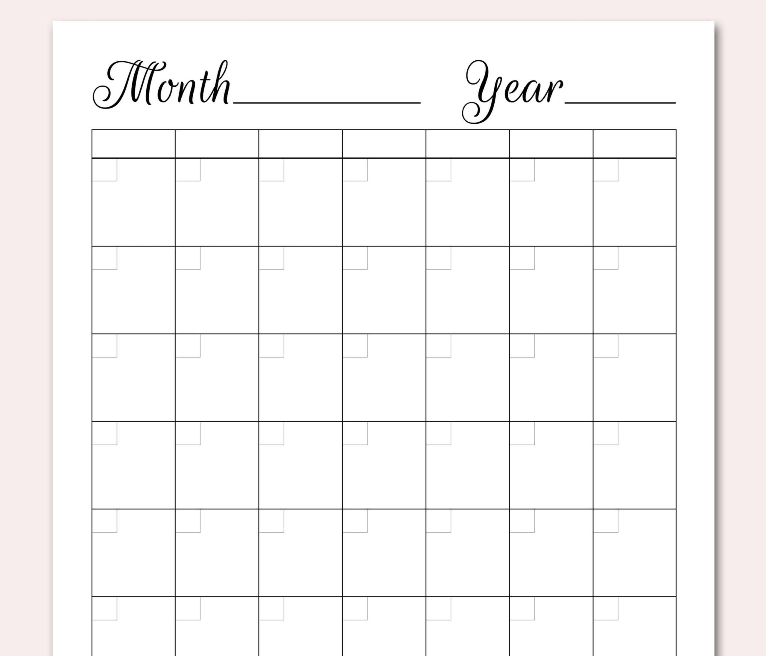 BLANK Calendar Planner Printable PDF, Undated Perpetual Calendar, Todo List  DIY Planners, Monthly Weekly Daily To Do Lists, Letter, A10, A10 Pertaining To Full Page Blank Calendar Template