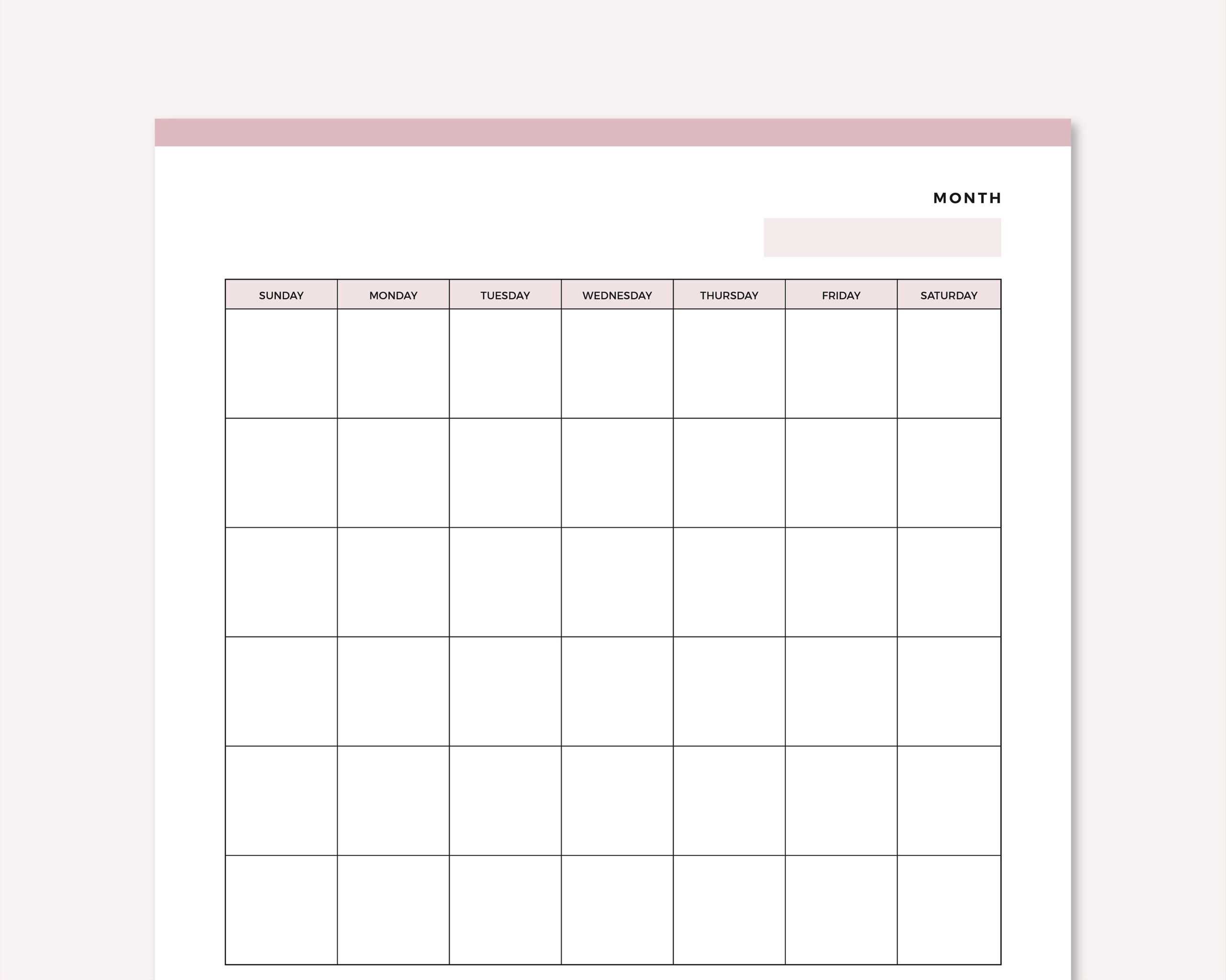 Blank Calendar Printable Print At Home Blank Calendar – Etsy