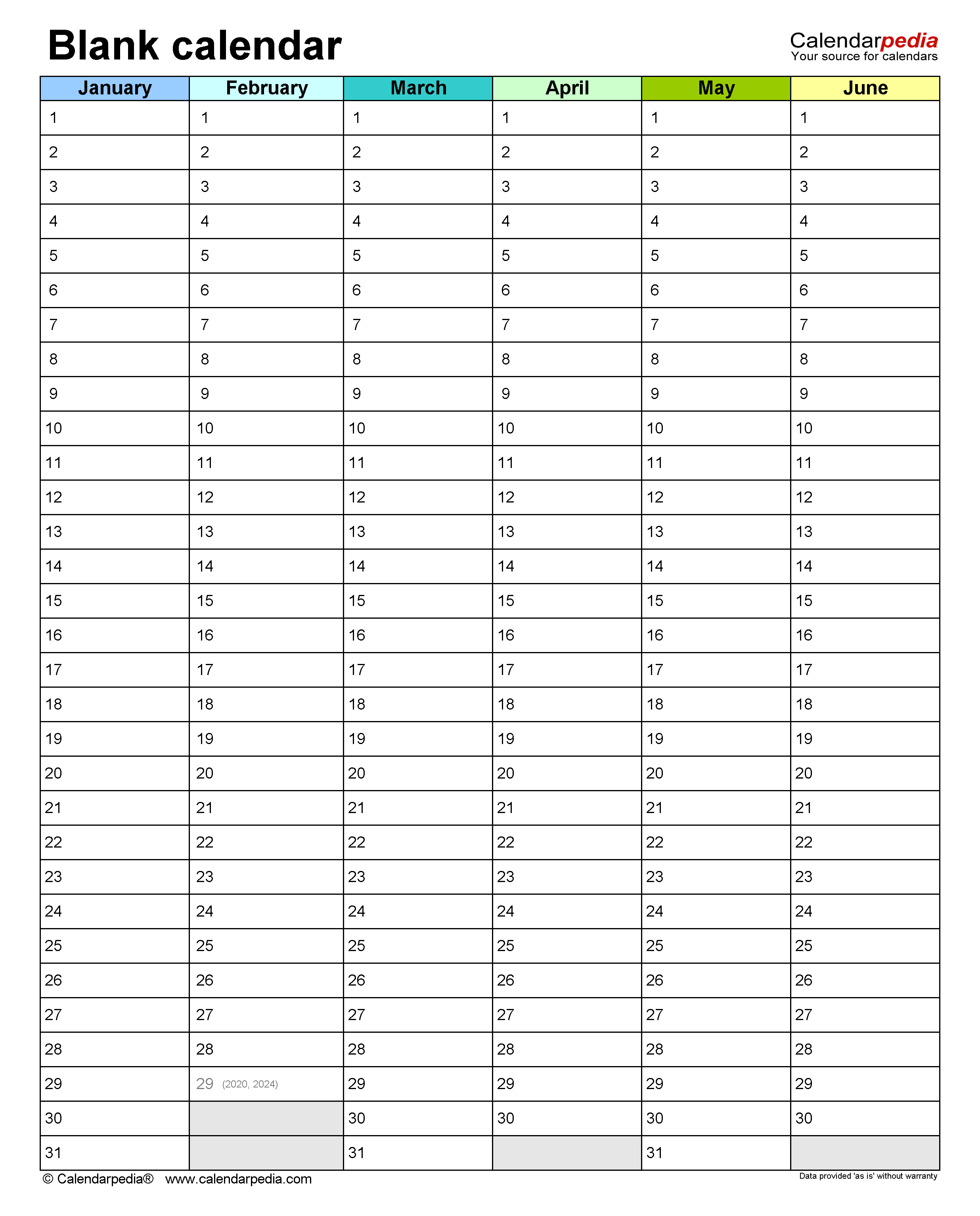 Blank Calendars - Free Printable PDF templates With Month At A Glance Blank Calendar Template