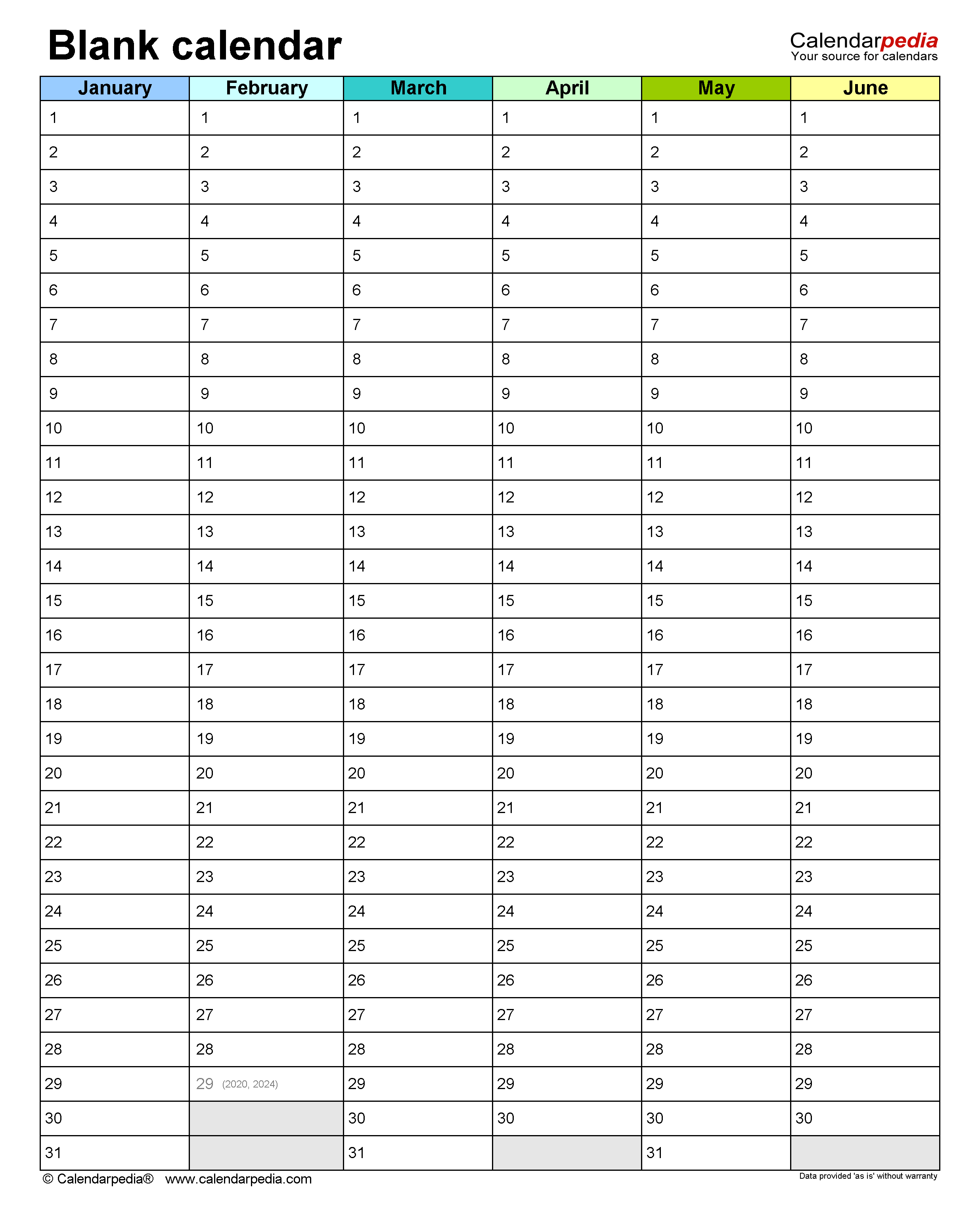 Blank Calendars – Free Printable PDF Templates With Month At A Glance Blank Calendar Template