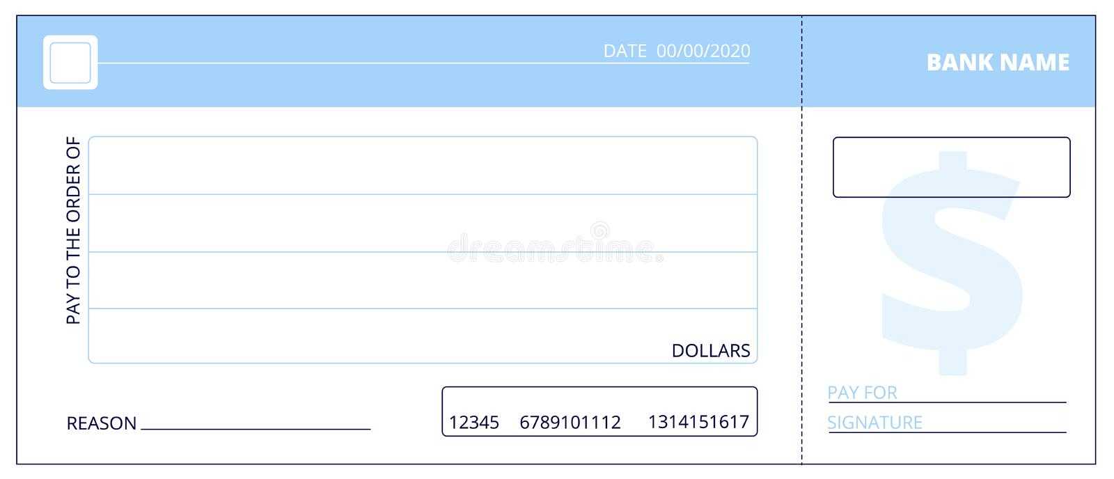 Blank Check Template. Business Cheque Book Design Stock Vector