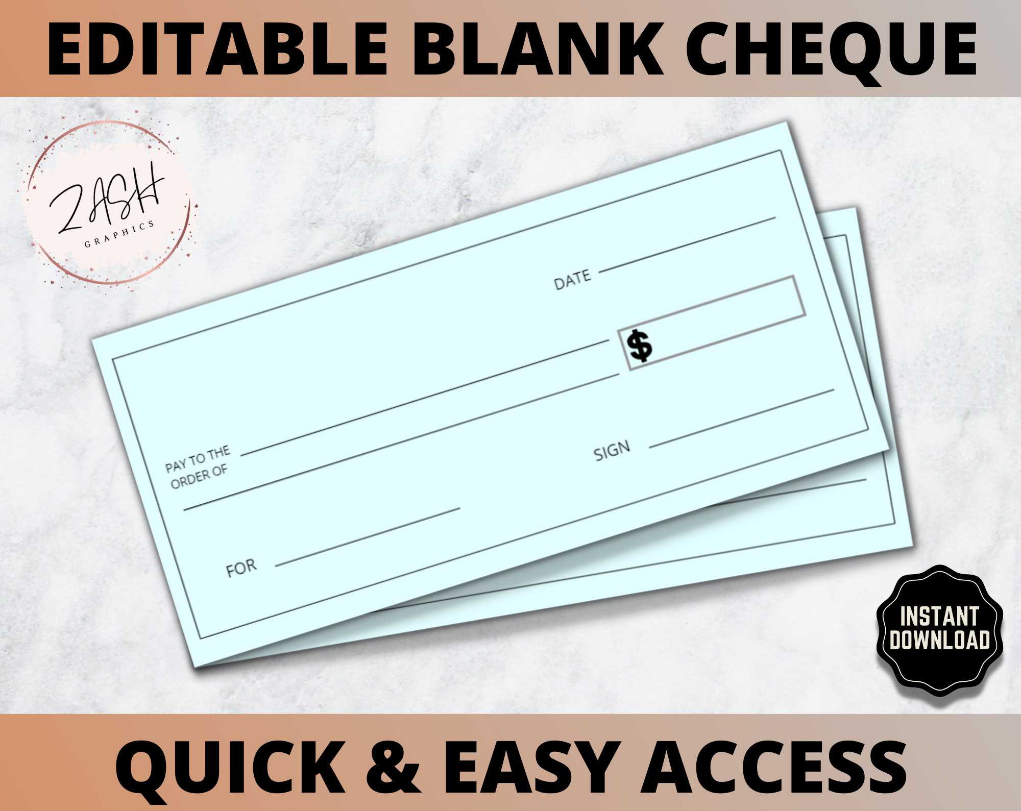 Blank Check Template Editable Bank Cheque Printable Cheque – Etsy UK Inside Blank Cheque Template Uk