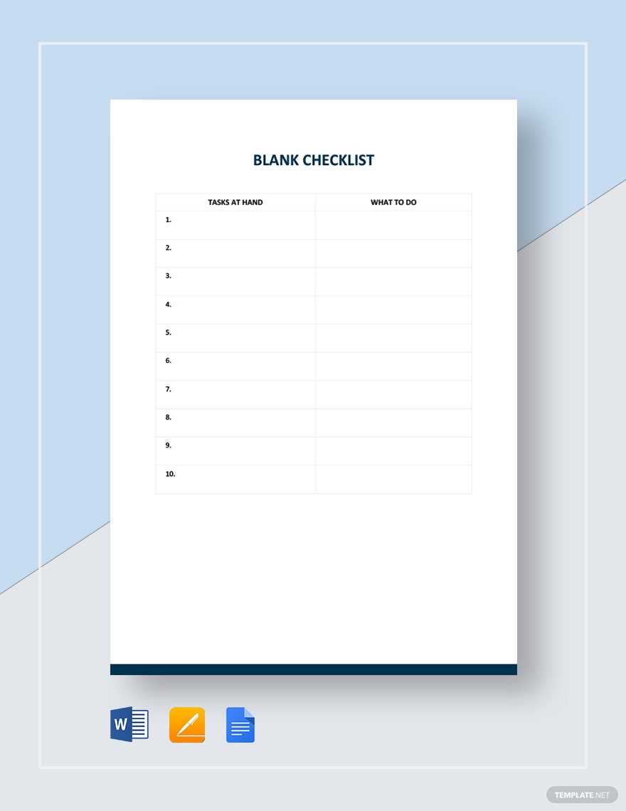 Blank Checklist Template – Google Docs, Word, Apple Pages  With Regard To Blank Checklist Template Word