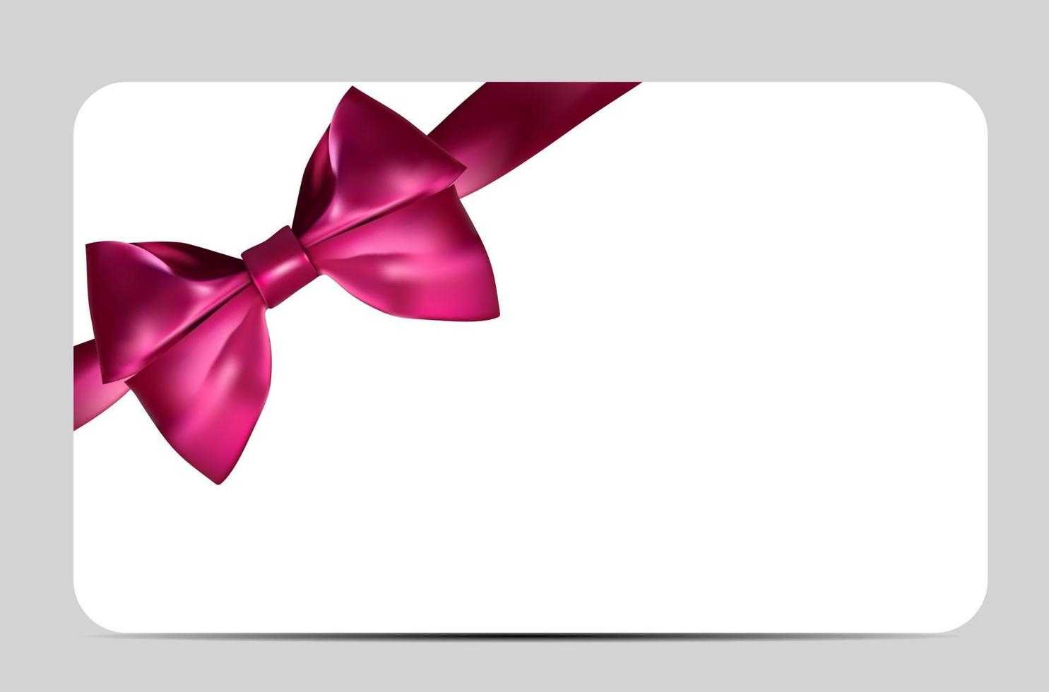 Blank Gift Card Template with Pink Bow and Ribbon 10 Vector  Inside Pink Gift Certificate Template