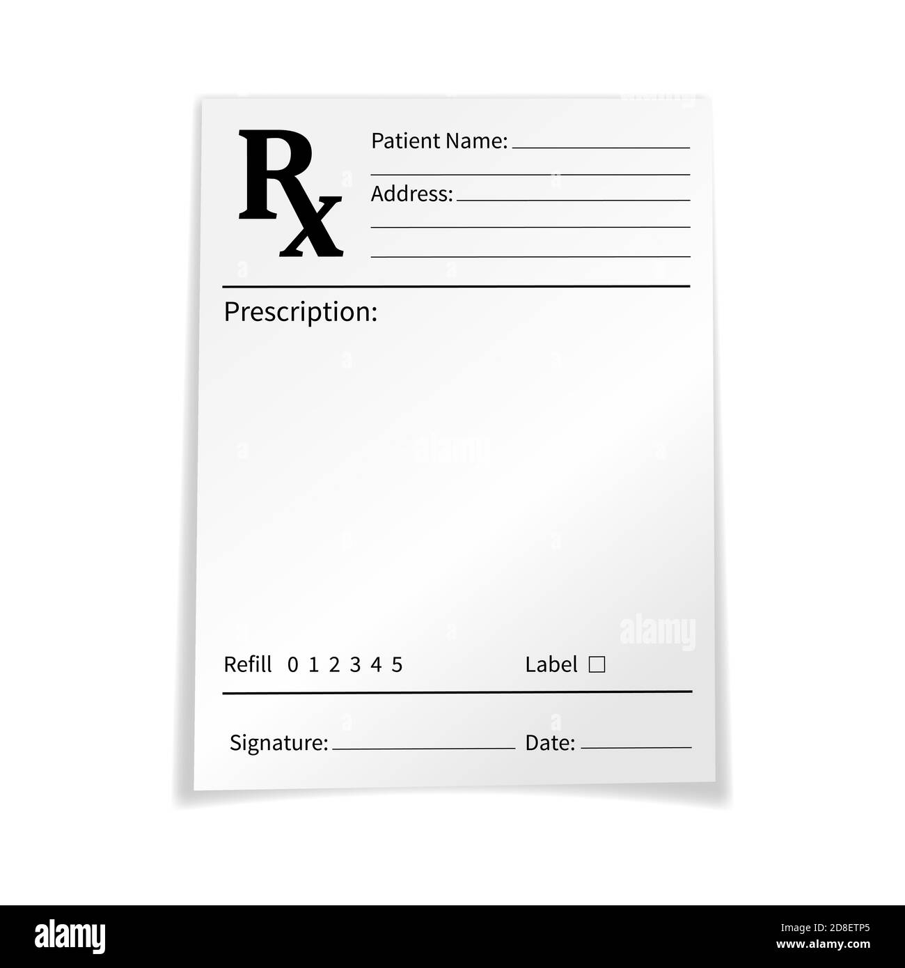 Blank Medical Prescription Form Isolated On White Background  With Blank Prescription Form Template