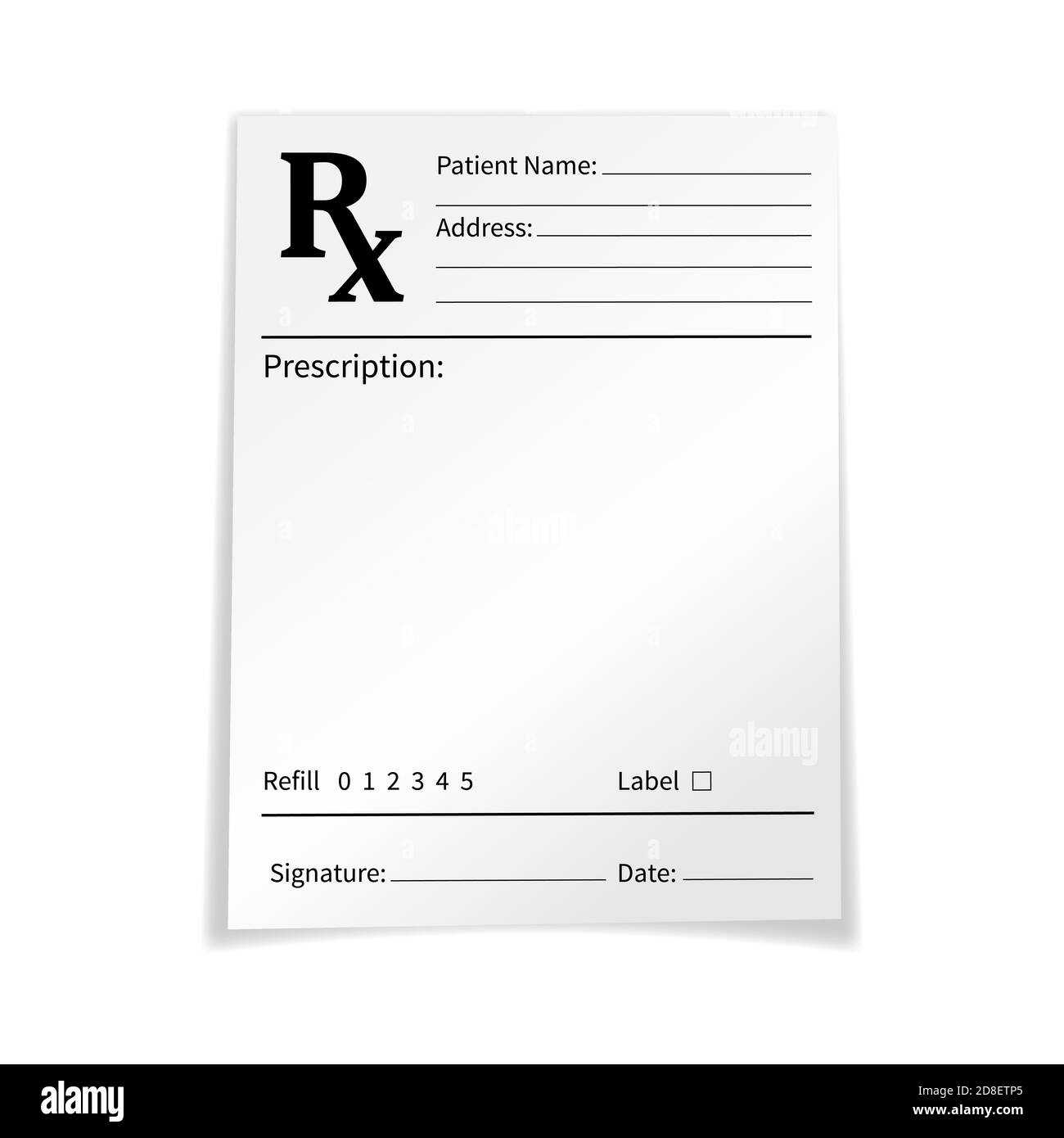 Blank Medical Prescription Form Isolated On White Background  With Blank Prescription Form Template