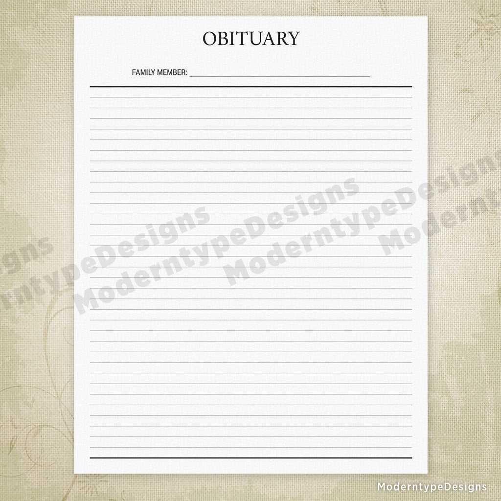 Blank Obituary Printable - End of Life Regarding Fill In The Blank Obituary Template