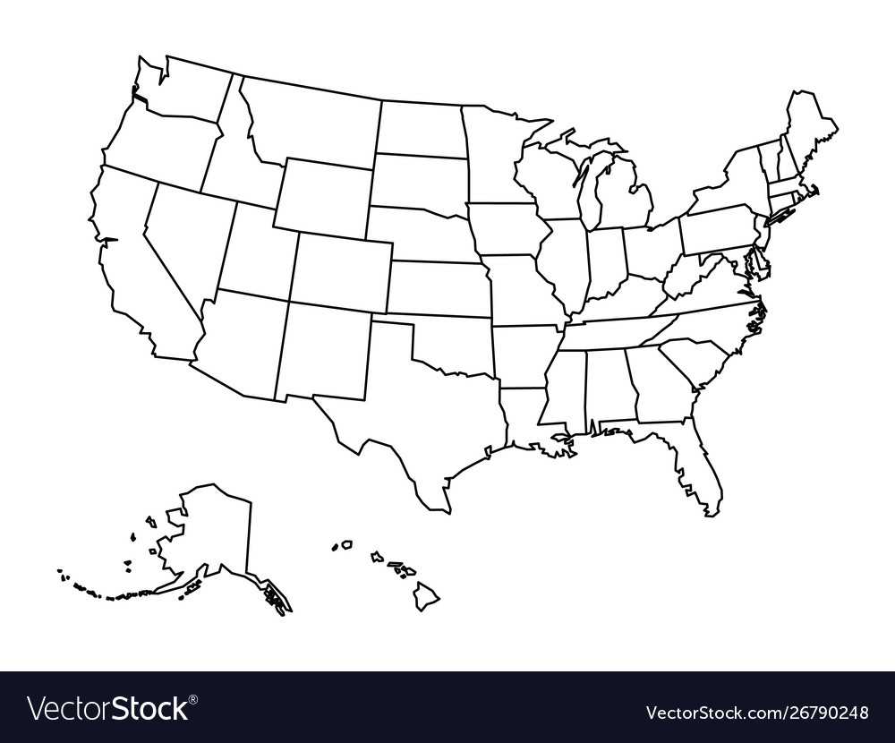 Blank outline map united states america Royalty Free Vector With United States Map Template Blank Blank outline map united states america Royalty Free Vector With United States Map Template Blank
