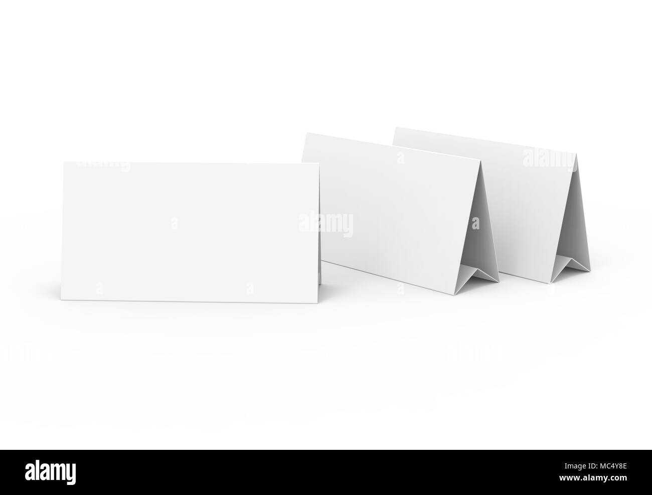 Blank paper tent template, white tent cards set with empty space