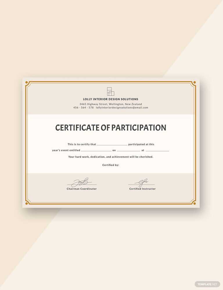 Blank Participation Certificate Template Google Docs Word Intended