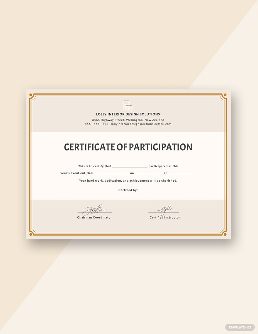 Blank Participation Certificate Template – Google Docs, Word  Intended For Certificate Of Participation Word Template