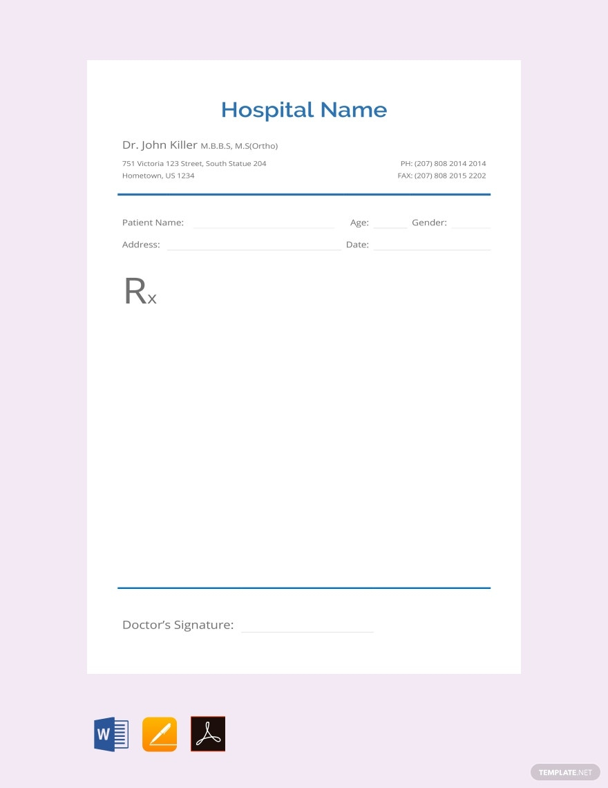 Blank Prescription Template – Google Docs, Word, Apple Pages, PDF For Blank Prescription Form Template