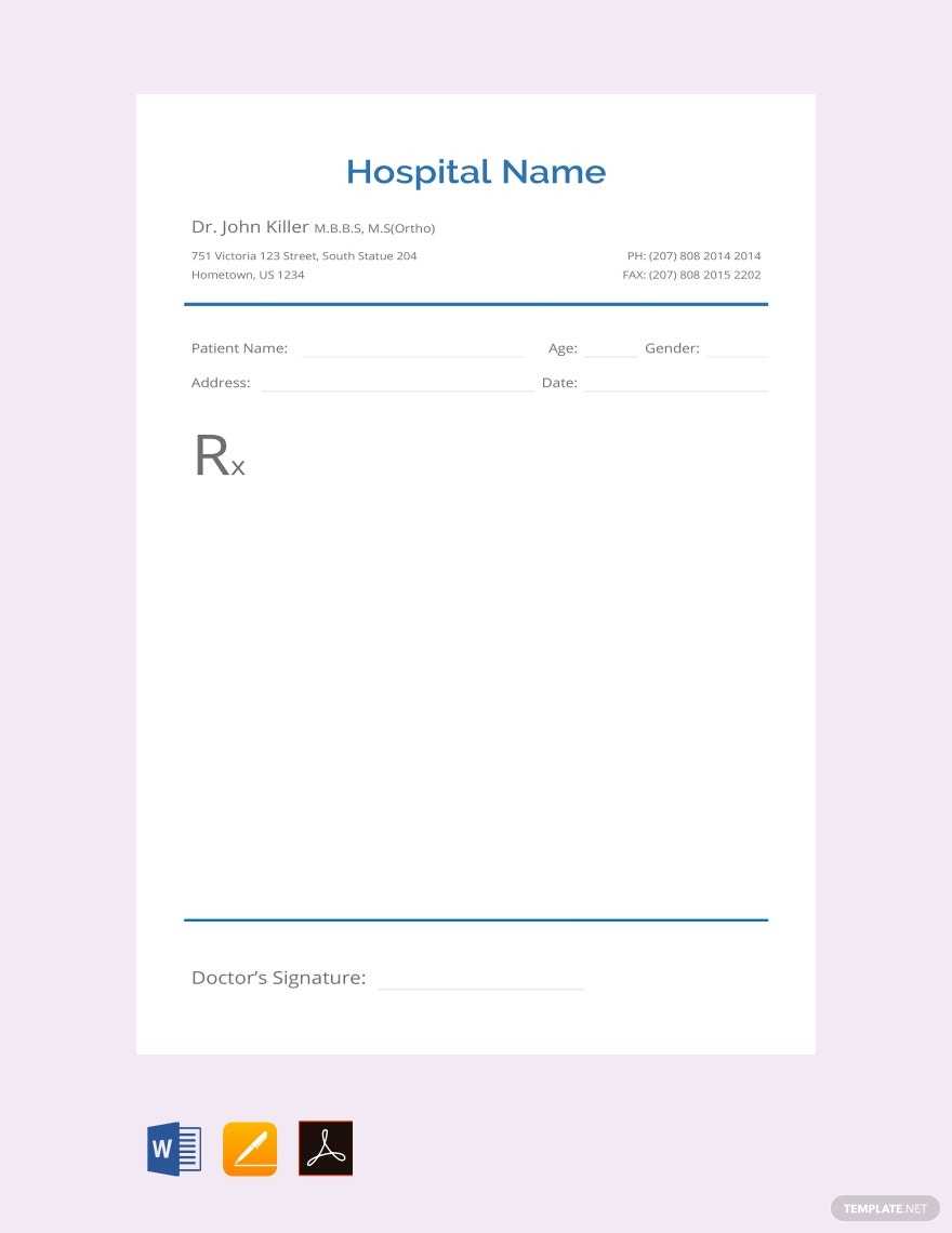 Blank Prescription Template - Google Docs, Word, Apple Pages, PDF For Blank Prescription Form Template