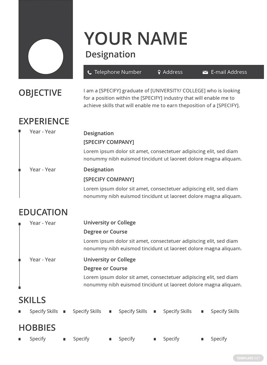 Blank Resume Template - Illustrator, InDesign, Word, Apple Pages  Within Free Blank Cv Template Download
