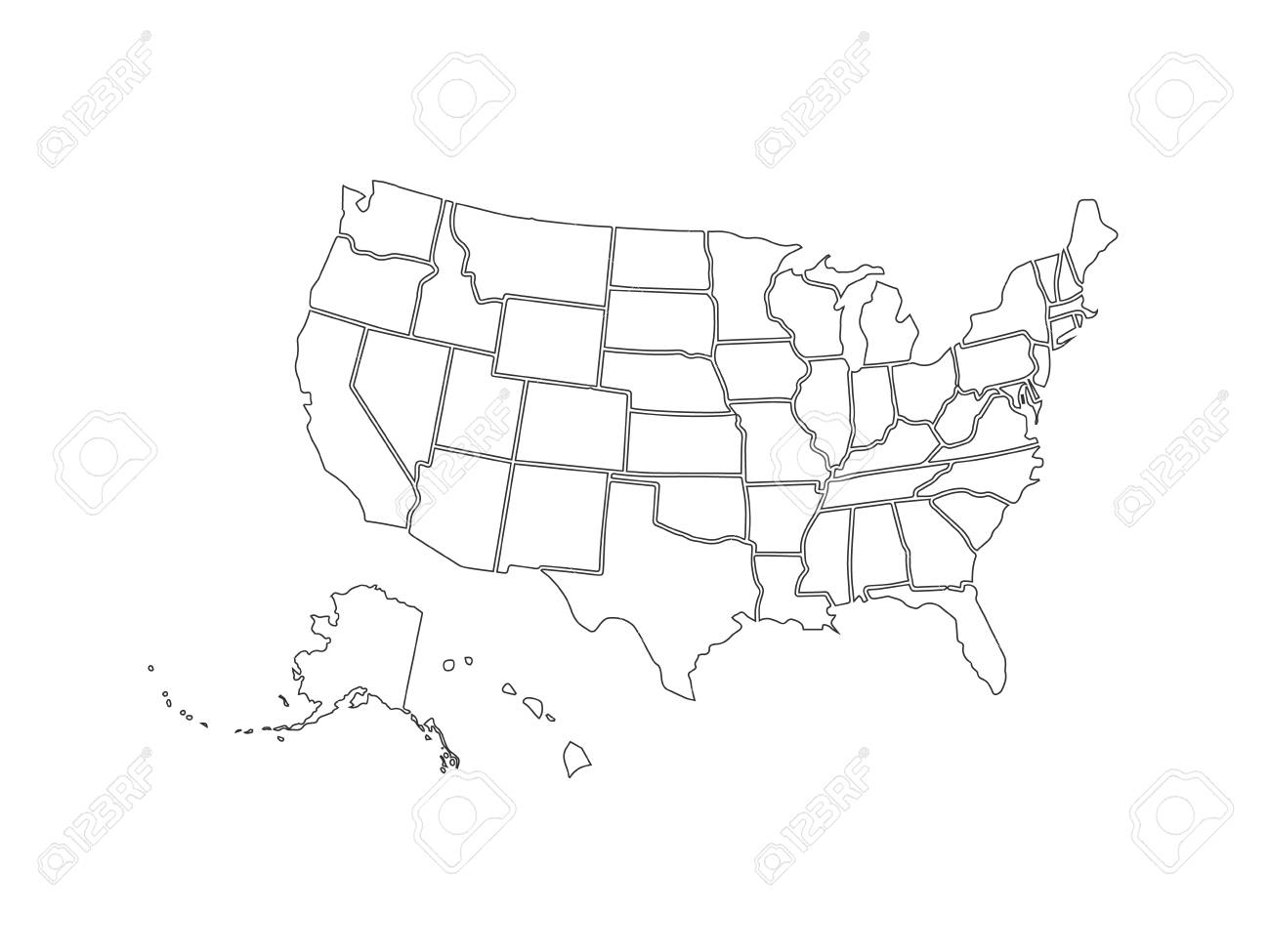 Blank Similar USA Map Isolated On White Background
