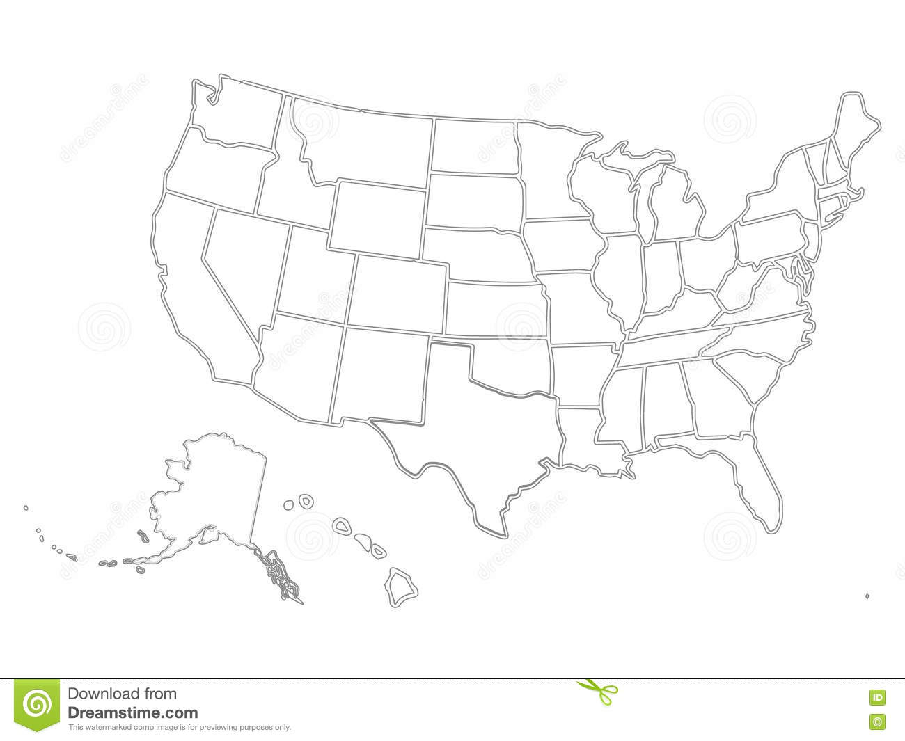 Blank Similar USA Map on White Background
