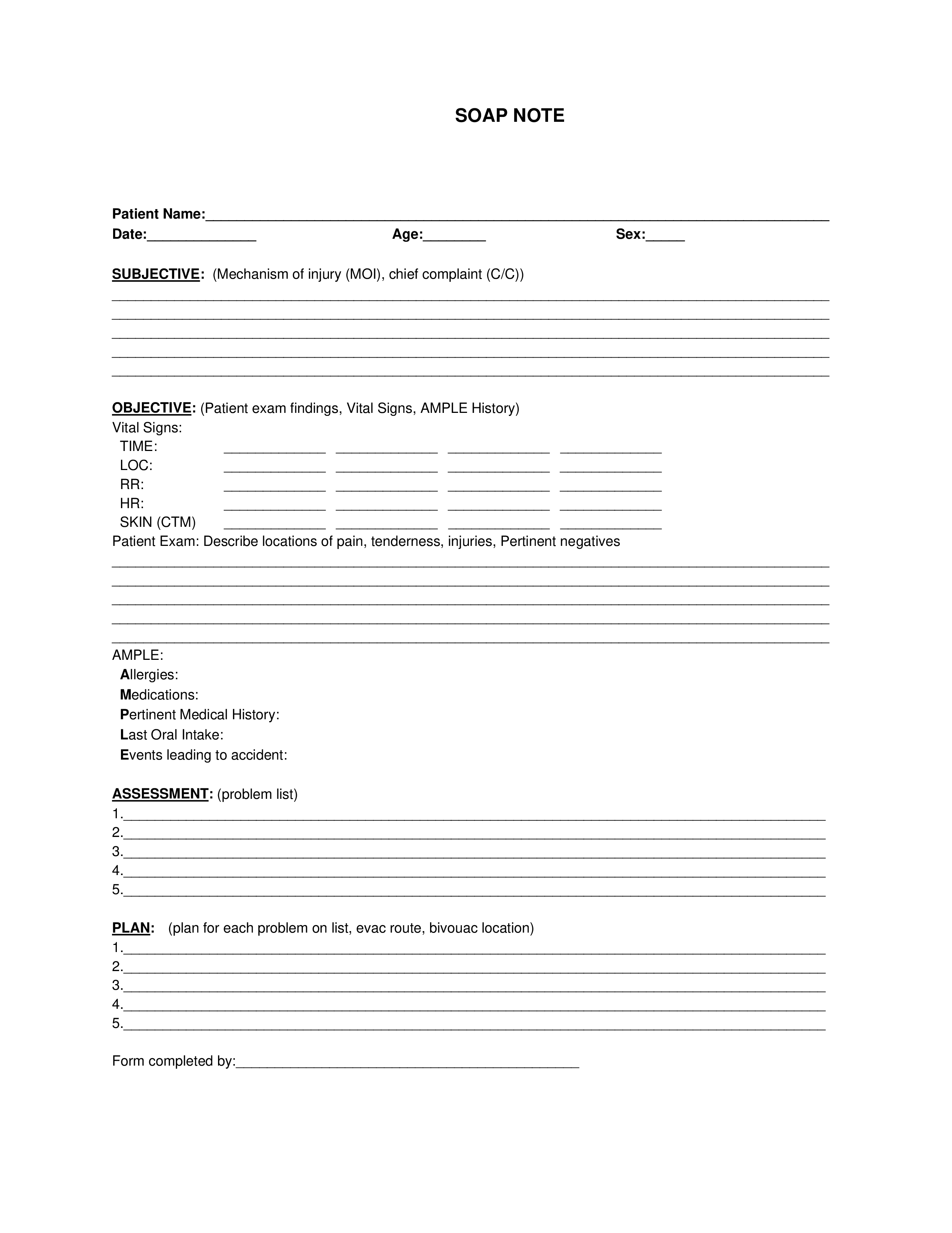 Blank Soap Note  Templates At Allbusinesstemplates