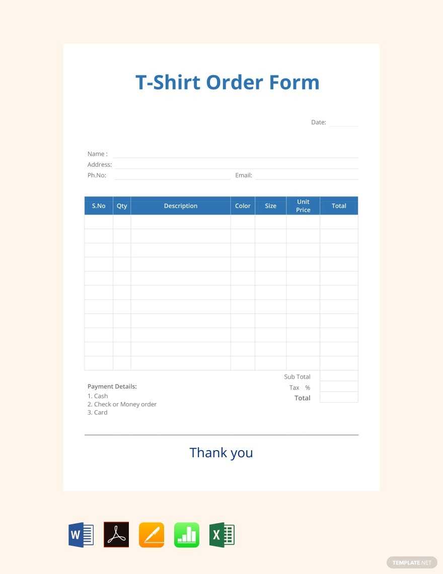 Blank T Shirt Order Form Template – Google Docs, Google Sheets  Inside Blank T Shirt Order Form Template