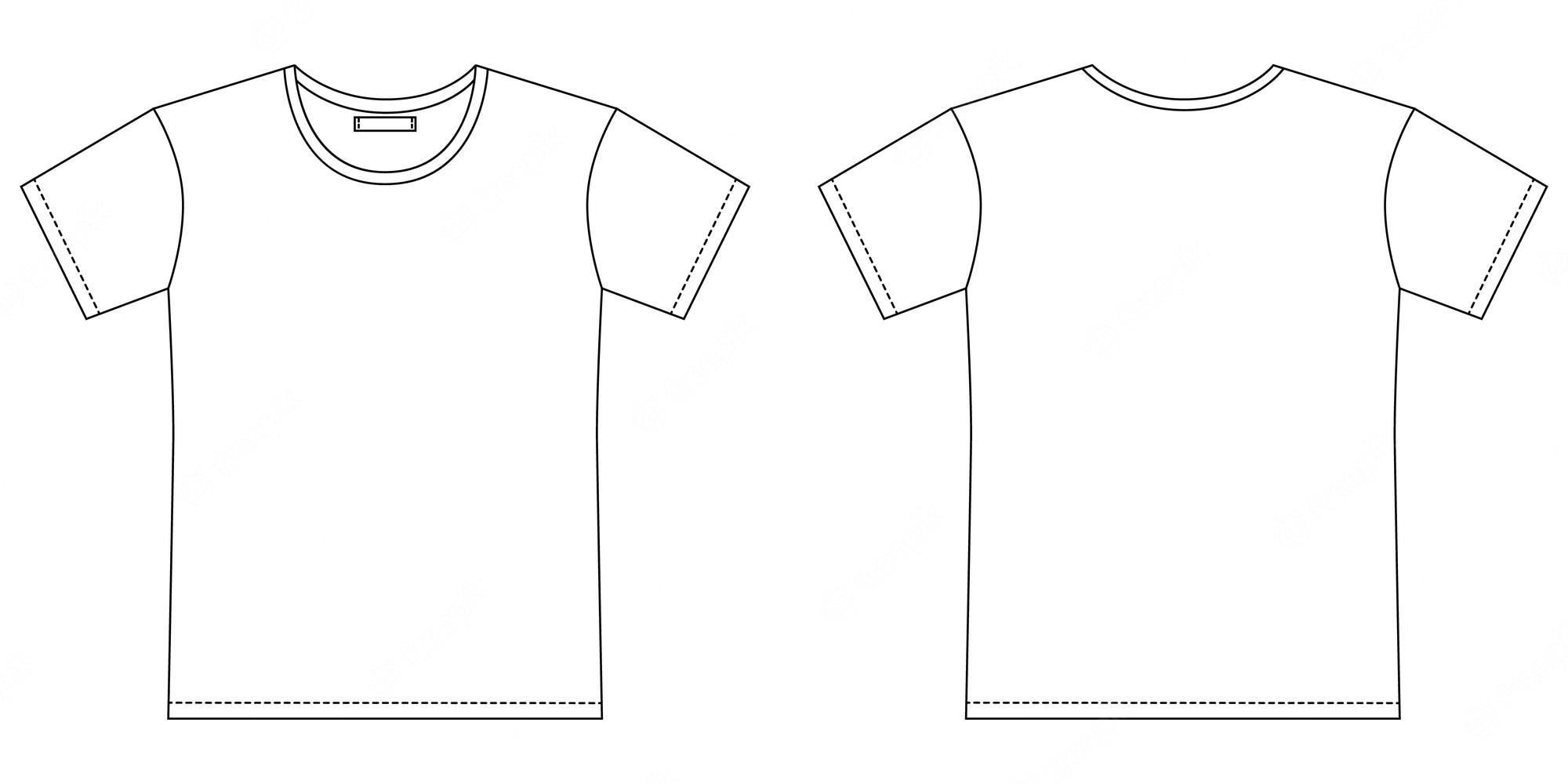 Blank t shirt outline sketch. apparel t-shirt cad design