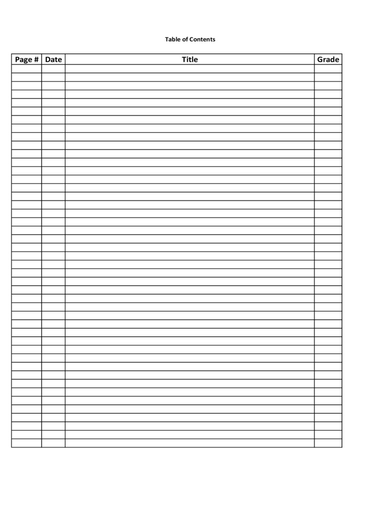 Blank Table of Contents Template - Edit, Fill, Sign Online  Handypdf Pertaining To Blank Table Of Contents Template