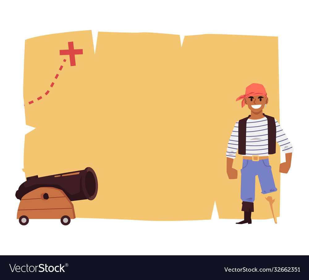 Blank Treasure Map Template With Cartoon Pirate Vector Image For Blank Pirate Map Template