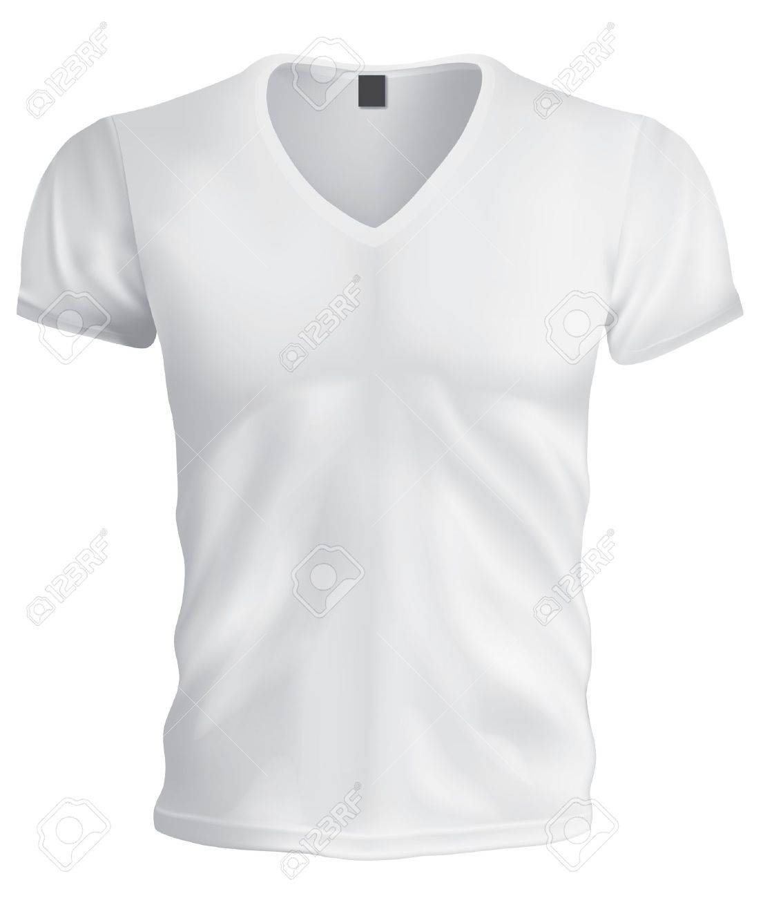 Blank Weiß V-ausschnitt T-shirt-vorlage Auf Weißem Hintergrund  Throughout Blank V Neck T Shirt Template