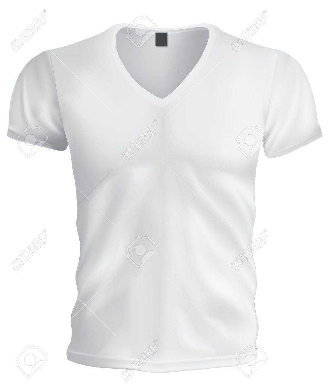 Blank Weiß V Ausschnitt T Shirt Vorlage Auf Weißem Hintergrund  Throughout Blank V Neck T Shirt Template