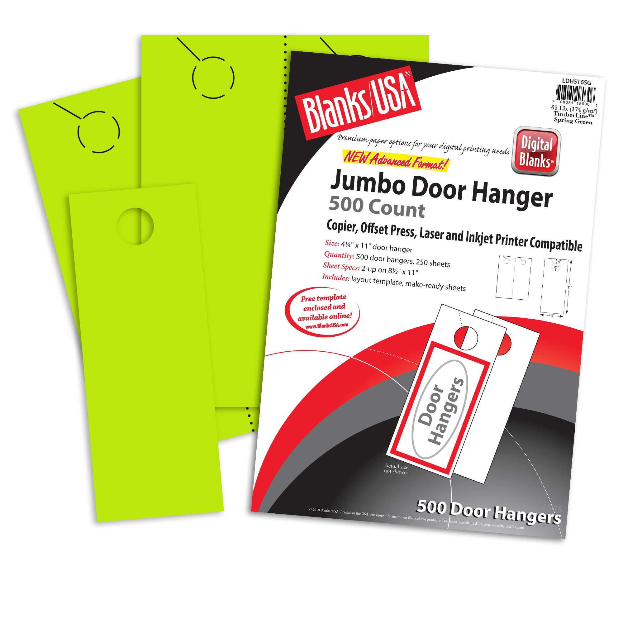 Blanks USA Spring Green Jumbo Door Hangers - 100 10/10 x 1010 in 10 lb Cover  Pre-Cut 10 per Package Throughout Blanks Usa Templates