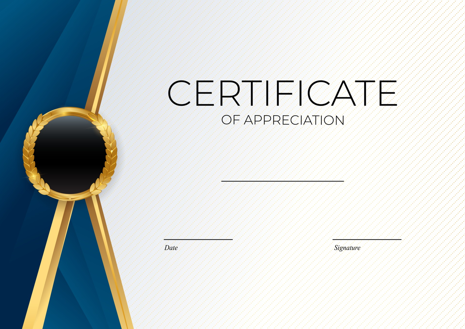 Blue and gold Certificate of achievement template set Background  In Blank Certificate Of Achievement Template
