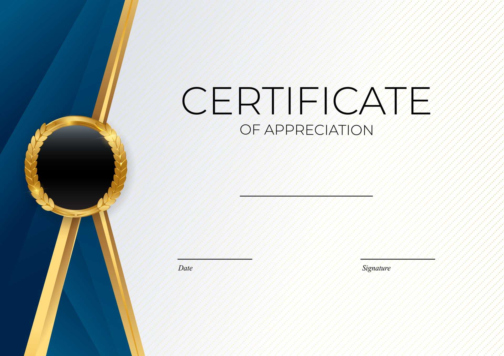 Blue And Gold Certificate Of Achievement Template Set Background  In Blank Certificate Of Achievement Template