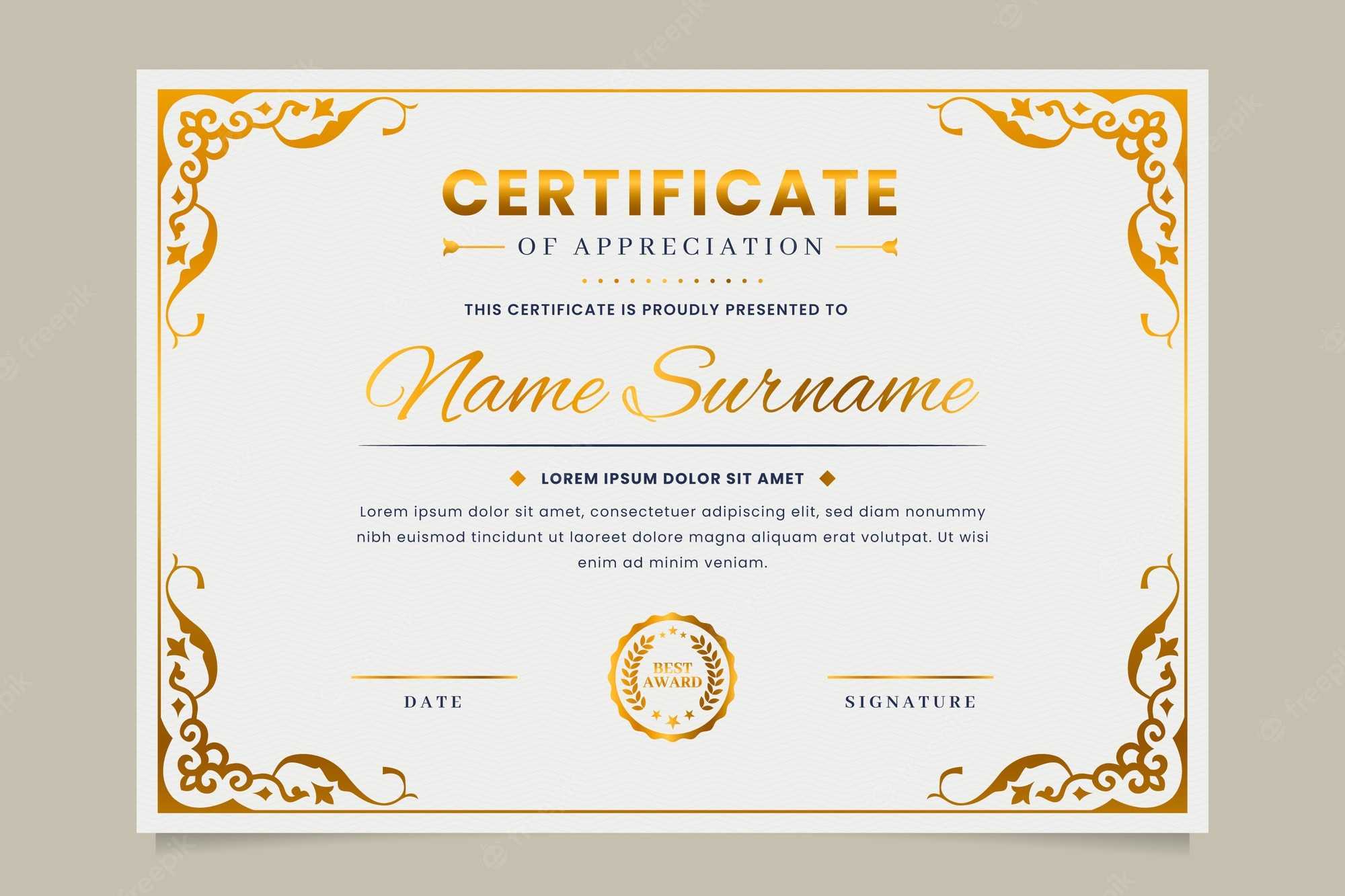 Blue And Gold Certificate Vectors & Illustrations For Free  Within Felicitation Certificate Template