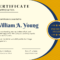 Blue And Yellow Certificate Of Recognition Template With Recognition Of Service Certificate Template