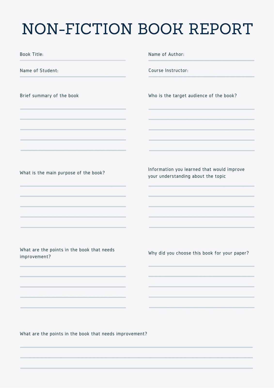 Blue Simple Non-Fiction Book Report - Templates by Canva With Regard To Story Report Template Blue Simple Non-Fiction Book Report - Templates by Canva With Regard To Story Report Template