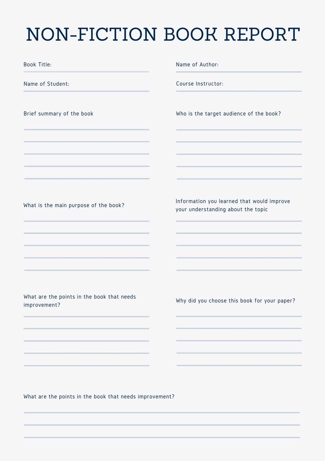 Blue Simple Non-Fiction Book Report - Templates by Canva Within Nonfiction Book Report Template