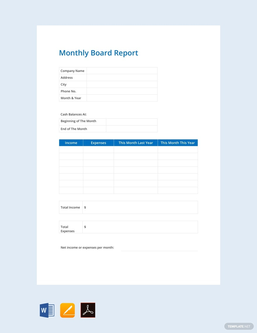 Board Reports Templates - Design, Free, Download  Template
