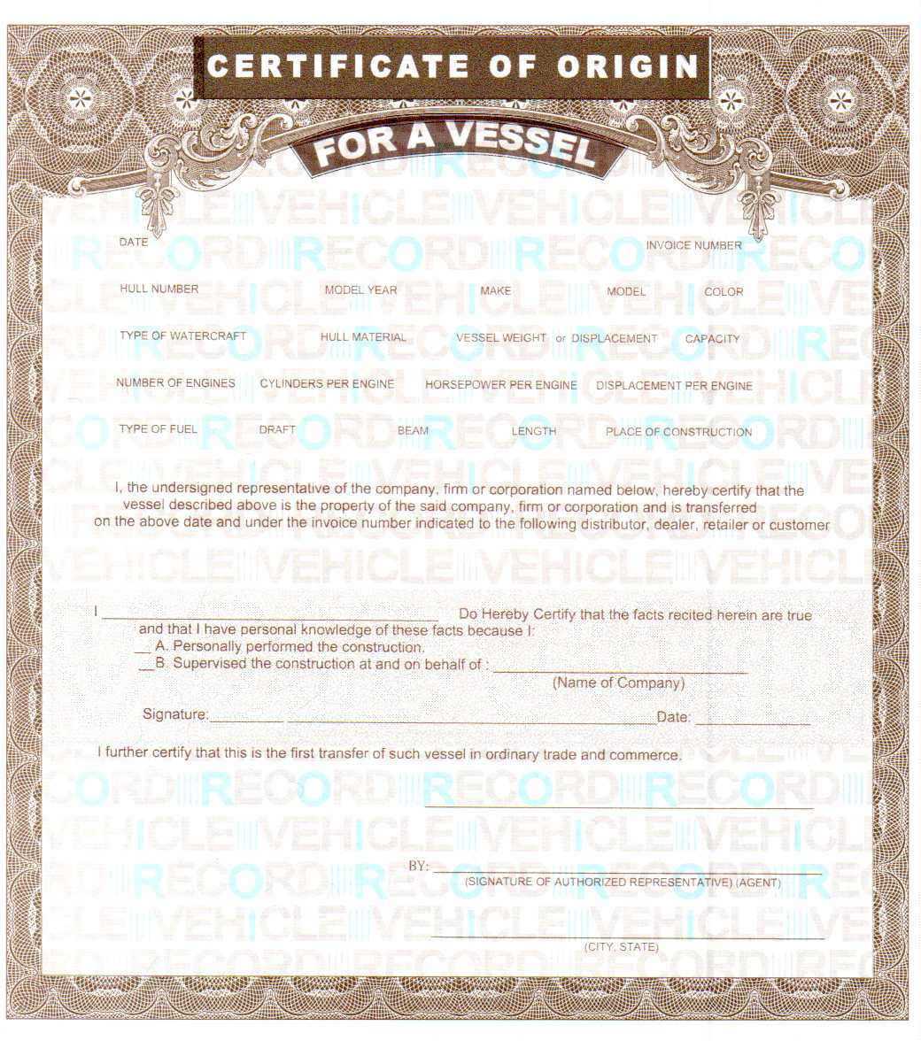 BOAT MCOs Boat Certificates Of Origin Inside Certificate Of Origin For