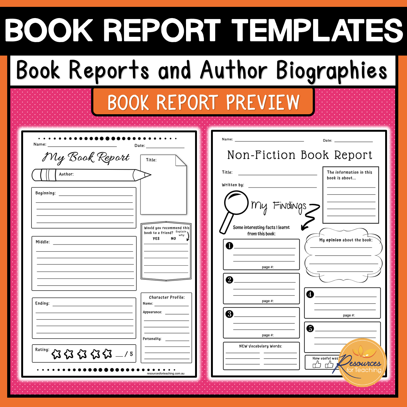 Book Report & Author Biography Within Biography Book Report Template