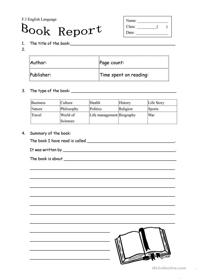 Book Report Form For Non Fiction – English ESL Worksheets For  For Nonfiction Book Report Template