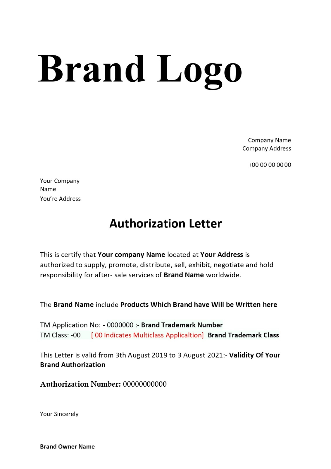 Brand Authorization Letter Format For Sellers Within Resale Certificate Request Letter Template