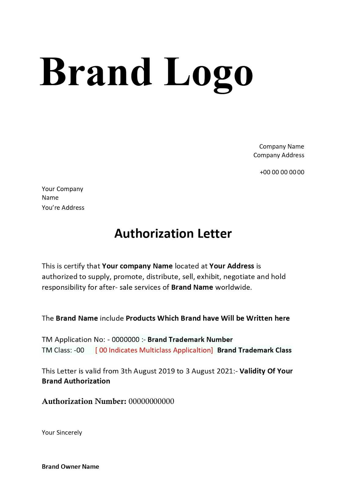 Brand Authorization Letter Format For Sellers Within Resale Certificate Request Letter Template