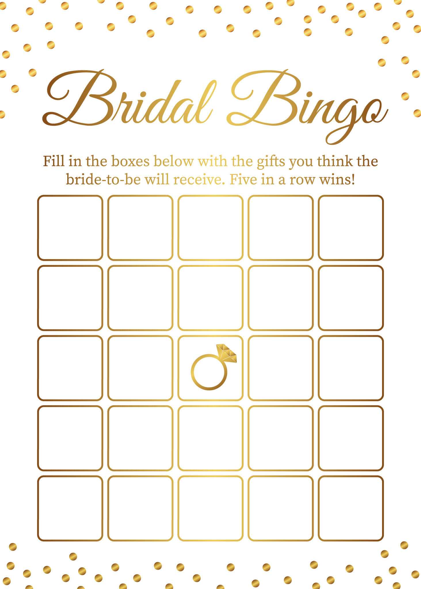 Bridal Bingo card template. Bridal Shower Bingo games. Funny