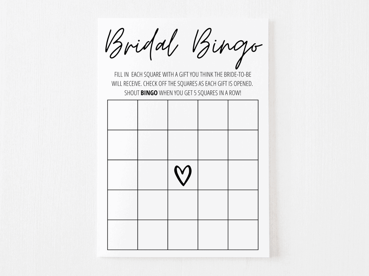 Bridal Shower Bingo Free Printable  Modern MOH Inside Blank Bridal Shower Bingo Template