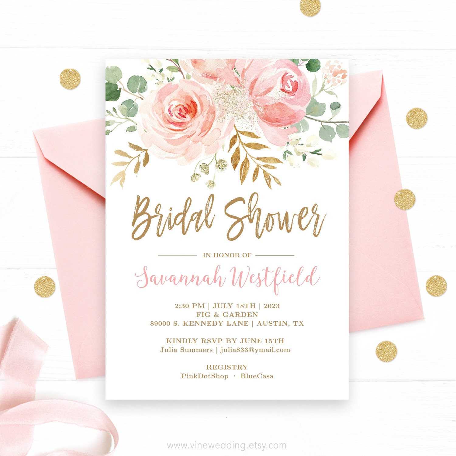 Bridal Shower Invitation Template Editable Printable Bridal - Etsy With Blank Bridal Shower Invitations Templates