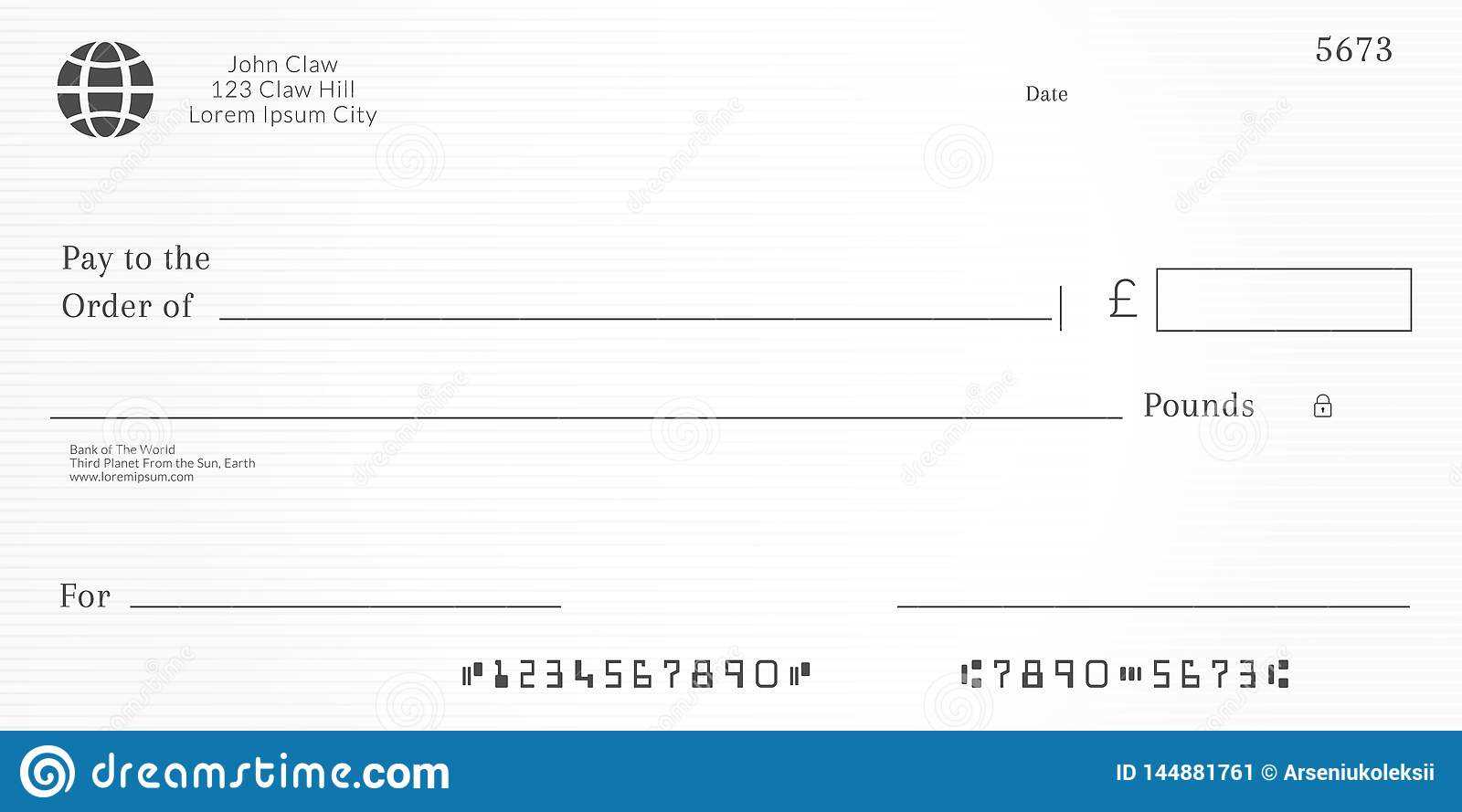 British checkbook page. stock vector