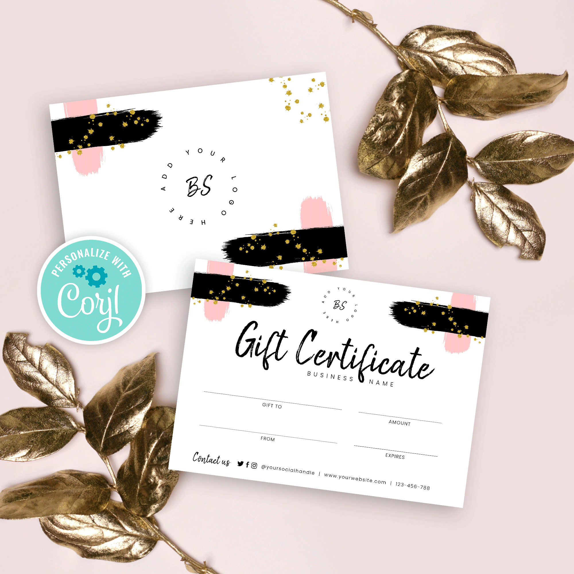 Brush & Glitter Gift Certificate Design