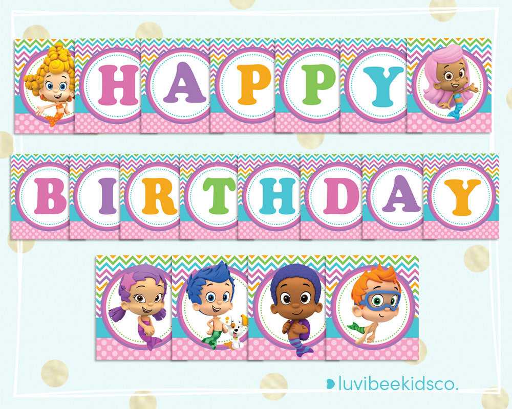 Bubble Guppies Happy Birthday Banner - Printable PDF Banner for Girls - Multicolored Throughout Bubble Guppies Birthday Banner Template Bubble Guppies Happy Birthday Banner - Printable PDF Banner for Girls - Multicolored Throughout Bubble Guppies Birthday Banner Template
