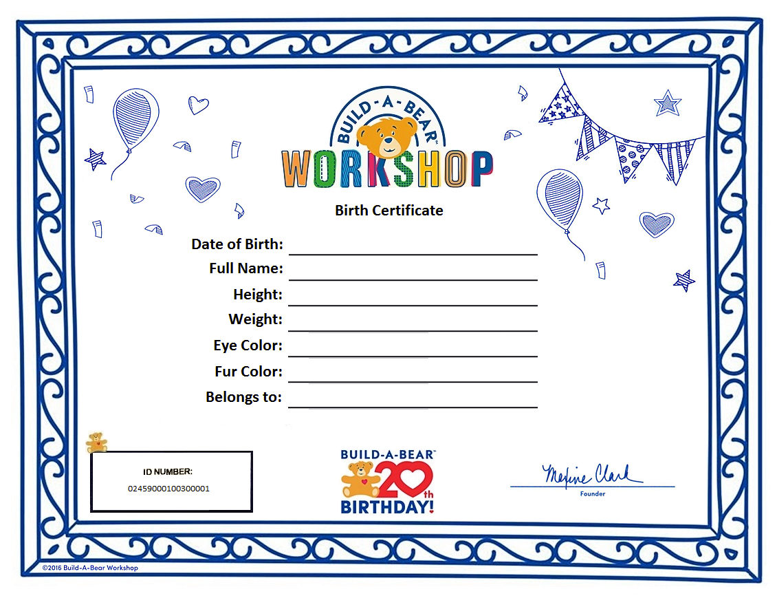 Build A Bear Birth Certificate – Version Two By Snouie On DeviantArt Throughout Build A Bear Birth Certificate Template